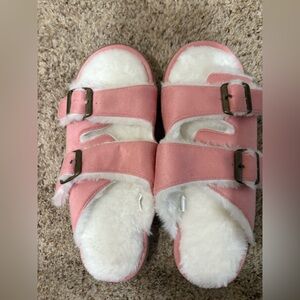 Pink Fuzzy Kids Sandals